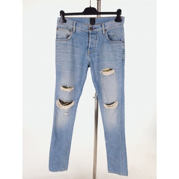 En Noir Other - EN NOIR Mens 30 Cobain Denim Jeans Camo Underlays in Light Blue Wash